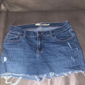 distressed jean shorts